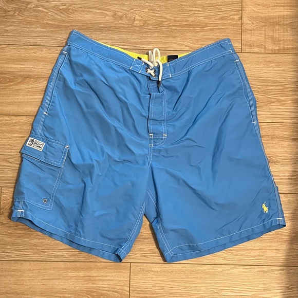 Polo Ralph Lauren embroidered pony blue and yellow swim trunks - Picture 1 of 10